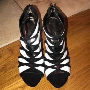 Black and white heels